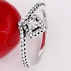 Ringos de cluster Original Square Sparkle Wishbone com Crystal for Women 925 Sterling Silver Ring Party Gift Diy Europe Jewelry