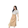Womens Trench Coats designer Chaopai 24 Early Spring New Classic Decoration Fashionable and Elegant Short Contrast Color T-shirt Paired with Half Skirt Set 2VSU