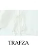 Blouses des femmes Trafza 2024 Spring Women Fashion V cou de coude solide Shirts Shirts Top Wild Wild confort