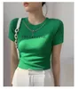 Women's T Shirts DUTRIEUX 2024 High Waist Short T-shirt Skinny Slimming Sleeve Design Chain Decoration Fashion Letter Slim Top