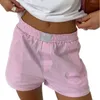 Shorts femminile Combhasaki Womens Y2K Casual Cleanfit Stampa a strisce elastico fascia elastica bassa vita in forma estetica Shorts Shorts Boxer Streetwear D240426