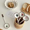 Japansk stil söt keramisk sked för hushållssoppa, liten sked, långt handtag, rund huvud, soppa, gröt, skedsked