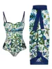 Sling Blumendruck Bikini Anzug Chic Einfaches schlankes rückenfreies Sammeln Badeanzug Nahtloses Spleißen Strandkleidung Frauen