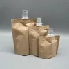 Förvaringspåsar 100st 500 ml miljövänligt Kraft Paper Spout Pouch Biologisk nedbrytbar flytande dryckförpackning