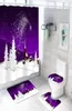 Snow Scene 3D Print Purple Fond de salle de bain Curtain de douche de salle de bain Joyeux Noël Tapes de sol Cartoon Bath Sets 4Pieces Curtains1763435