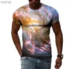 T-shirts masculins Été Exploration Space créatif Modèle Imprimé Grand T -Shirts 3D Univers de mode Natural Clothing.xw