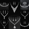 Värdebelt lab diamantsmycken Set Sterling Silver Wedding Halsbandörhängen för kvinnor Bridal Engagement Smyckesgåva 35en#