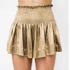 Shorts Women Smocked High Waist Glitter Metallic Flowy Hot Shorts Dance Baggy Shorts