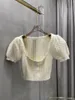 Camicie da donna con manica a bolle a U-scollo a magnifica in giro per la vita alta Fashion Casual Fashion 2024 Summer 0323