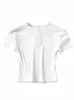 Mode casual sommar kvinna smal fit tshirt tight bomull shortsleeve oneck tee grödor 240417