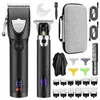 Hårtrimmer LM-2033 Resuxi Cordless Professional All Metal Body Low Noise Electric Clipper 2-i-1 Set med Mens Travel Bag Q240427