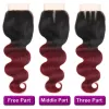 Wigs Racily Hair Ombre Brazilian Body Wave Bundles With Closure T1B/Burgundy Human Hair 3/4 Bundles With Closure 99J Red Remy Hair