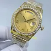 Reloj para hombres 36 mm 18ct3255 Movimiento Automático Pulsera de platino para mujeres Sapphire Imploud Diamond Watch Roman Dial
