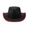 Berets Women Men Men Cowboy Hat Roll-Up brim Contrast Color Western for Daily Party