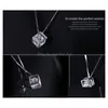 Colares pendentes 925 Sterling Sier Love Cube Diamond S925 Cristal brilhante Declaração quadrada Link Chans Cara Cara de Casamento VINTA DHTAK