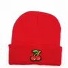 LDSLYJR Cotton Cherry fruit embroidery Thicken knitted hat winter warm hat Skullies cap beanie hat for adult and children 1836057893
