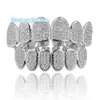 Hip Hop Bling simulou 6 peças superior e inferior geladas de dentes de diamante Grillz