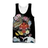 Herrtankstoppar samurai oni mask tatuering japansk 3d tryckt herr tank topp sommar harajuku ärmlös t-shirt herr kläder unisex casual tank top 4xll2404