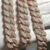 High Quality Customized 18 Mm Cuban Link Moissanite Diamond Chain 925 Sterling Silver Rose Gold Diamond Chain