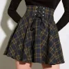 skirtsskortsヴィンテージy2kパンクセクシーなハイウエストミニスカートパープル格子縞の包帯