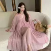 Robes de maternité 2019 Nouvelles femmes enceintes de printemps Portez en maille Super Fairy Sweet Pendant Pink Robe décontractée Style Holiday Style Q240427