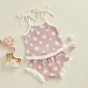 Clothing Sets Infant Baby Girl Summer Ribbed Outifts Cute Sleeveless Square Neck Ruffle Hem Cami Tops Elastic Waist Shorts Toddler Girls