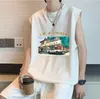 Men's Tank Tops Cotton Sleeveless T Shirt Designer Letters Printed Sexy Off Shoulder Vest Summer Casual Mens Clothing Loose Breathable Gym Fitness Sportswear#Q5