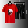 Summer Mens T-shirt Shorts 2 pièces SetS de concepteur à manches courtes Décodage de plusieurs couleurs T-shirts T-shirt à cou rond blanc noir blanc pour hommes