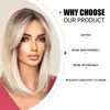 Synthetische pruiken Korte Bruine Umbrey Blonde Role-Playing Wig Synthetische Straight Geschikt voor zwarte vrouwen Hittebestendig Halloween Party Daily Natural Hair Q240427