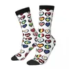 Men's Socks Eurovision Song Contest Flags Hearts Harajuku Quality Stockings All Season Long For Man's Woman's Birthday Present