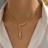 Advanced metal snake necklace with diamond inlay retro and elegant light luxury style collarbone chain new for women wearing AB202