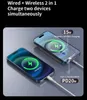 Aluminium Alloy Shell Power Bank 5000mAh Ultra-Thin 2 en 1 Magsafe Wireless Fast Charge 15W Type-C PD20W adapté à l'iPhone Samsung Xiaomi