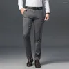 Men's Pants Business Casual Lyocell Cotton Elastic Comfortable Straight Solid Color Autumn Trousers Black Gray Burgundy