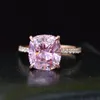 18 -karatowa poduszka Rose Gold Cut 4ct Pink Sapphire Diamentowy pierścień 925 Srebrny Party Wedding Pierścienie dla kobiet Fine Jewelry1332279