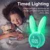 Accessoires mignons lapin en silicone lampe nocturne et le réveil