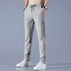 Pantalon pour hommes pantalon de soie glace 2023 Été Nouveau Black Grey Business Casual Pantal