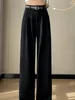 Women's Pants Black Suit LOOSE Casual Fashion Woolen Cloth Warm High Waisted Thickening Wide Leg Women