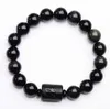 Kralen 10/12mm Natuurlijke zwarte obsidiaan Gewerkte Boeddha Lucky Amulet Circulaire Bead String armband Geschikt voor vrouwelijke mannen sieraden en nieuwjaarscadeaus