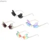 Sunglasses 4 pairs of Dragonfly Borderless Sunglasses Fairy Wings Borderless Irregular Retro Glasses Ladies and Mens Party GradientXW