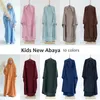 Etniska kläder satin huva abaya för barn flickor muslimska eid abayas islam barn bön plagg över huvudet khimar kaftan turkisk mantel blygsam