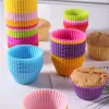 Moulds 12Pcs Silicone Cake Mold Round Shaped Muffin Cupcake Baking Molds Kitchen Cooking Bakeware Maker DIY Cake Decorating Tools