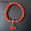 Perlen natürliches rotes Achatarmband rund 8mm Perlen Steinkristall Kirsch Anhänger Damen Mode Schmuck Geschenk Ba044