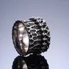Clusterringe Vintage kreative silberne Farbe Full Circle Schädel für Männer Punk Fashion Schmuck täglich Party Geschenkskelett Finger Ring