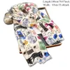 Xales adorável desenho animado de animais fofo gato padronizado com finge viscose Lady Girls Print Shawls Soft e envolve a pashmina muçulmana hijab sjaal d240426