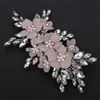 Hårklämmor Barrettes Trendy Rhinestone Flower Bridal Hair Clip Purple Wedding Hair Accessories Party Hårprydnad för kvinnor huvudbonad handgjorda tiara 240426