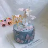2024 10pcs Złote Butterfly Dekoracje ciasta wszystkiego najlepszego z okazji urodzin ciasto akrylowe symulacja symulacji motyli weselne