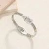Bangle Personality Belt Shape Bangles For Woman Luxury Inlaid Zircon Stainless Steel Spring Buckle Bracelets Jewelry Gift Wholesale
