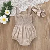 Rompers Baby Clothing Summer Suit Couleur Couleur plissée Hem Casual Sans manches Souffranque Childrens Childrens Tanau de combinaison Piltre pour les jeunes enfants et les filles