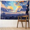 Wandteppiche Cartoon Girl Landschaft Wandteppich Wand Hanging Boho bunte Kawaii Ölmalerei Kunstraum Schlafsaal Dekor Hintergrund