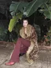 Mulheres de leopardo de pele feminina Prinha Faux Women Coat Moda de lapela de mangas compridas jaqueta elegante outono inverno dama de rua de rua alta